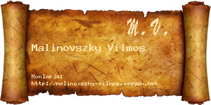 Malinovszky Vilmos névjegykártya